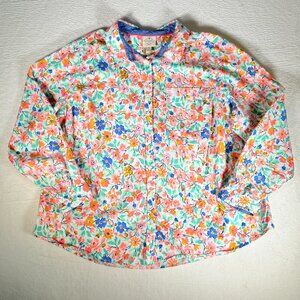 St. Johns Bay Colorful Floral Button Up Shirt Plus 2X 100%‎ Cotton Long Sleeves